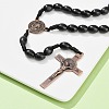 Oval Wood Rosary Bead Necklaces NJEW-C108-01-2