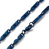 201 Stainless Steel Grooved Bar Link Chain Necklaces for Men Women NJEW-G112-01BL-3