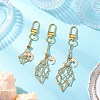 Brass Macrame Pouch Empty Stone Holder Pendant Decoration HJEW-JM03304-1