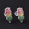 Colorful Acrylic Imitation Food Stud Earrings with Platic Pins for Women EJEW-F293-02D-3