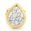 Ion Plating(IP) 304 Stainless Steel Synthetic Turquoise Cuff Rings G-Z056-09G-01-2