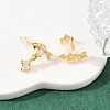 Heart Brass Micro Pave Clear Cubic Zirconia Dangle Stud Earrings EJEW-A150-02G-2