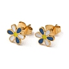 Ion Plating(IP) 304 Stainless Steel Stud Earrings with Colorful Enamel EJEW-Q783-08G-1