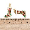 Christmas Brass Micro Pave Cubic Zirconia Enamel Pendants KK-B161-15G-02-3