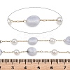 Natural Blue Lace Agate Nuggets & 316 Stainless Steel Handmade Link Chains CHS-K021-14G-16-3
