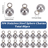 80Pcs 304 Stainless Steel Sphere Charms STAS-SC0010-03P-2