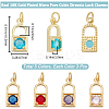 Beebeecraft 15Pcs 5 Colors Real 18K Gold Plated Brass Micro Pave Cubic Zirconia Charms ZIRC-BBC0002-32-2