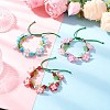 3Pcs Floral Acrylic Beads Braided Bead Bracelets for Women BJEW-MZ00184-1