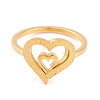PVD Vacuum Plating 304 Stainless Steel Heart Finger Ring for Women RJEW-C086-21-G-2