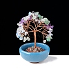 Natural & Synthetic Mixed Gemstone Chips Tree of Life Decorations with Bowl Base PW-WG1DC7A-13-1