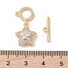 Golden Brass Micro Pave Clear Cubic Zirconia Toggle Clasps KK-B100-040G-4