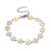 Enamel Daisy Link Chains Bracelet BJEW-P271-01P-01-1