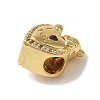 Heart Rack Plating Brass Micro Pave Cubic Zirconia European Beads KK-G511-02C-G-2