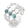 304 Stainless Steel Synthetic Gemstone Cuff Rings G-Z056-05P-2