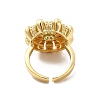 Cubic Zirconia Flower Open Cuff Ring RJEW-C055-05G-4