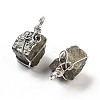 Cuboid Brass Natural Pyrite Pendants G-N0145-10P-2