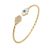 Brass Micro Pave Clear Cubic Zirconia Cuff Bangles for Women LS-BJEW-B145-08G-02-1