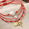 Imitatiom Pearl & Brass Charm Bracelets OQ8037-4-1