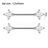 304 Stainless Steel Clear Cubic Zirconia Nipple Rings WG434B5-06-1