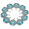 10Pcs Synthetic Turquoise Flat Round Pendants G-AR0006-25A-1