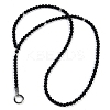 Frosted Glass Round Beaded Y Necklaces NJEW-F331-02P-03-4