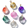 50Pcs Transparent Spray Painted Glass Peach Pendants GLAA-CJ0002-24-3