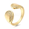 Rack Plating Brass Micro Pave Cubic Zirconia Open Cuff Rings for Women RJEW-S244-01G-B-1