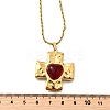 Cross with Heart 304 Stainless Steel Cubic Zirconia Pendant Necklaces NJEW-H070-01G-01-5