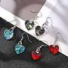 Heart Glass Dangle Earrings X-EJEW-JE01737-1