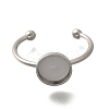 304 Stainless Steel Open Cuff Ring Components STAS-M057-01C-P-2