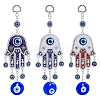 3Pcs 3 Cololrs Bohemian Tribal Metal Pendant with Devil's Eye Design Hand Keychain KEYC-DC0021-28-1