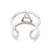 Clear Cubic Zirconia Initial Letter Open Cuff Ring RJEW-A012-01P-A-3