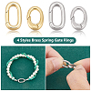 BENECREAT 8Pcs 4 Styles Brass Spring Gate Rings KK-BC0013-66-4