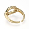 Brass Micro Pave Cubic Zirconia Cuff Rings RJEW-K232-08G-03-3