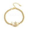 Brass Micro Pave Clear Cubic Zirconia Charm Bracelets BJEW-M050-01G-01-4