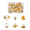 24Pcs 6 Style Zinc Light Gold Alloy Enamel Pendants ENAM-YS0001-05-2