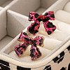 Bowknot with Leopard Print Alloy Stud Earrings EJEW-Z112-03G-1