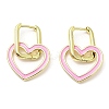 Enamel Heart Dangle Hoop Earrings EJEW-A103-10G-2