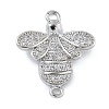 Rack Plating Brass Micro Pave Clear Cubic Zirconia Bee Connector Charms KK-A234-072P-1