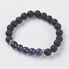 Natural Lava Rock and Glass Beads Stretch Bracelets BJEW-E326-10J-1-1