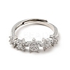 Clear Cubic Zirconia Flower Adjustable Ring RJEW-I087-08P-2