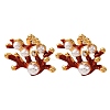304 Stainless Steel Enamel Coral Shape Stud Earrings EJEW-L304-11G-4