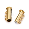 3-Strands 6-Holes Tube Brass Magnetic Slide Lock Clasps X-KK-D473-G-NF-3