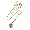 Summer Beach 304 Stainless Steel Lilac Enamel Pendant Necklaces for Women NJEW-U043-01C-G-4