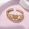 Brass Micro Pave Cubic Zirconia Cuff Finger Rings RJEW-C120-25G-02-2