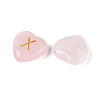 25Pcs Natural Rose Quartz Heart Rune Stones with Elder Futhark Alphabet Engraved G-T144-02D-2