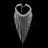 1Pc Iron Rhinestone Tennis Chains Bib Necklace NJEW-FG0001-11B-1
