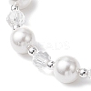 Shell Pearl & Glass Round Beaded Bracelets BJEW-JB11857-01-4