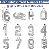20Pcs 10 Styles Brass Micro Pave Clear Cubic Zirconia Pendants ZIRC-SC0001-31-2
