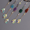 Brass Wire Wrapped Natural Mixed Gemstone Chips Moon Suncatchers HJEW-D302-05-4